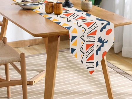 100% Cotton Table Cloth Runner for 4 or 6 Seater Dining Centre Table - Ikat Orange For Cheap