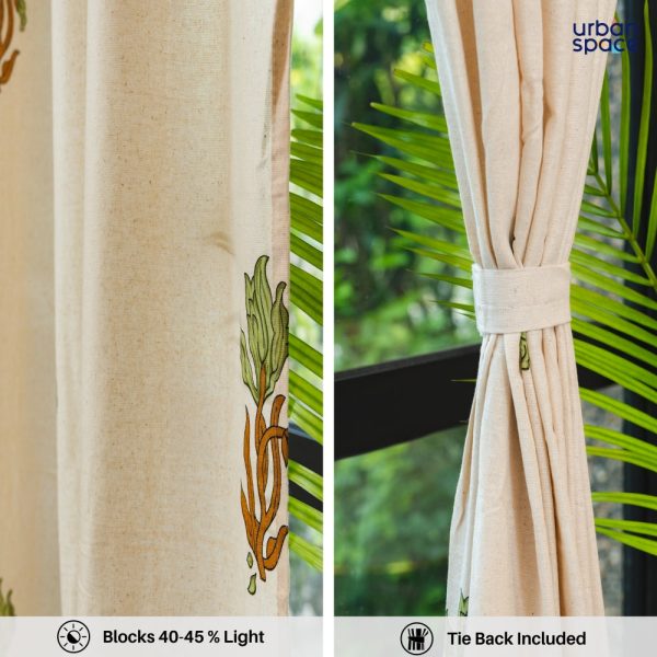 100% MalMal Cotton Curtains, Semi-Transparent with Tab Top, Pack of 2 Curtains - Indian Summer Olive Green Sale