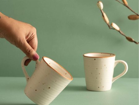 Handmade Ceramic Tea   Coffee Mugs, Set of 2, Natural Beige on Sale