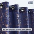 Gold Foil Printed 80-85% Blackout Curtains-  Pack of 1 Curtain - Sparkle - Navy Blue For Discount