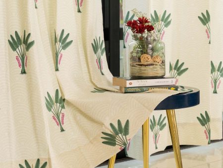 100% Cotton Curtains for Living Room, Bedroom curtains - Pack of 2 curtains, Palm Lagoon Green Hot on Sale