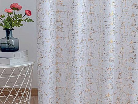 Gold Foil Printed 80-85% Blackout Curtains - Pack of 1 Curtain - Sparkle - White Online Hot Sale