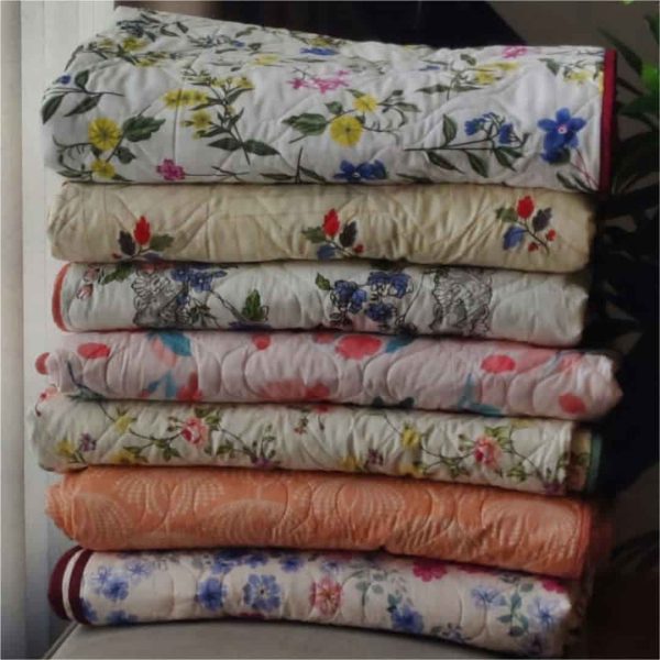 100% Malmal Cotton Blanket, Dohar, Quilt for AC and Light Winters - Peach Floral 1 Cheap