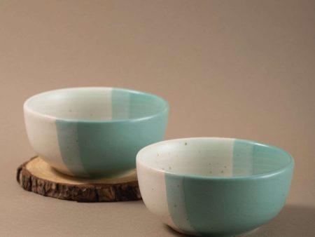 Handmade Ceramic Snack Bowls, Ramen Soup bowls, Serving Bowls, Set of 2, Ocean Green Pearl Online now