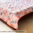 100% Malmal Cotton Blanket, Dohar, Quilt for AC and Light Winters - Peach Floral 1 Cheap