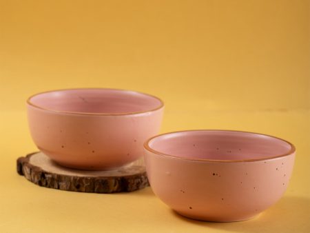 Handmade Ceramic Snack Bowls, Ramen Soup bowls, Serving Bowls, Set of 2, Warm Pink Supply