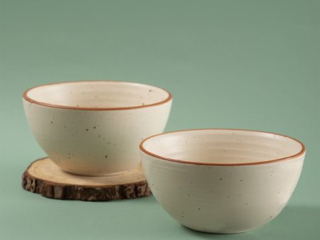 Handmade Ceramic Snack Bowls, Ramen Soup bowls, Serving Bowls, Set of 2, Natural Beige Hot on Sale