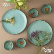 Handmade Ceramic Dinner Set for 2, set of 2 Dinner plates and 4 katoris, Set of 6, Ocean Green Online now