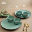 Handmade Ceramic Dinner Set for 2, set of 2 Dinner plates and 4 katoris, Set of 6, Ocean Green Online now