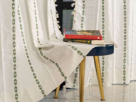 Premium 100% Cotton Embroidery Curtain for Window & Door - Pack of 1 Curtain, Vintage Braid Green Online Sale