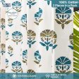 100% Cotton Curtains for Living Room, Bedroom curtains - Pack of 2 curtains, Owl Orchids - Blues Online Sale