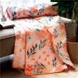 100% Malmal Cotton Blanket, Dohar, Quilt for AC and Light Winters - Peach Floral 1 Cheap