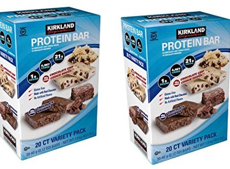 Kirkland Signature Variety Protein Bars 20 count, 21G Of Protein, 4G Of Carbs and 1G Of Sugar, Chocolate Brownie and Chocolate Chip Cookie Dough, 2 Boxes Online Hot Sale