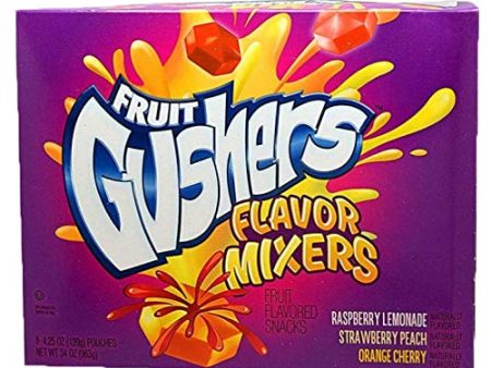 Fruit Gushers, Flavor Mixers Fruit Flavored snacks- Naturally Flavored Raspberry Lemonade, Strawberry Peach, Orange Cher Fashion