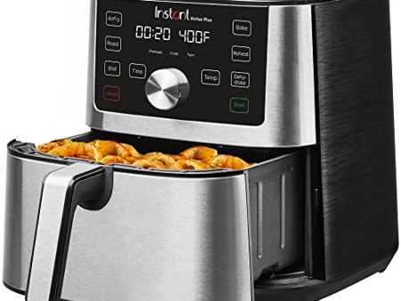 Instant Vortex Plus 4QT Air Fryer, Custom Program Options, 6-in-1 Functions Crisps, Broils, Roasts, Dehydrates, Bakes, Reheats, 100+ In-App Recipes, from the Makers of Instant Pot, Stainless Steel Supply