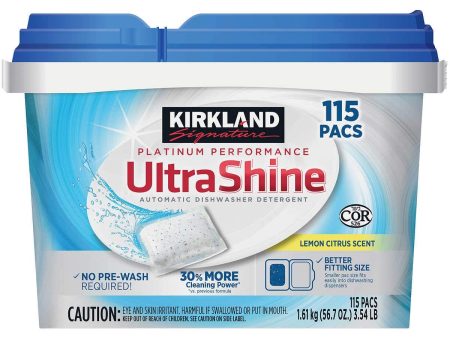 Kirkland Signature UltraShine Dishwasher Detergent Pacs, Lemon Citrus, 115 Ct For Cheap