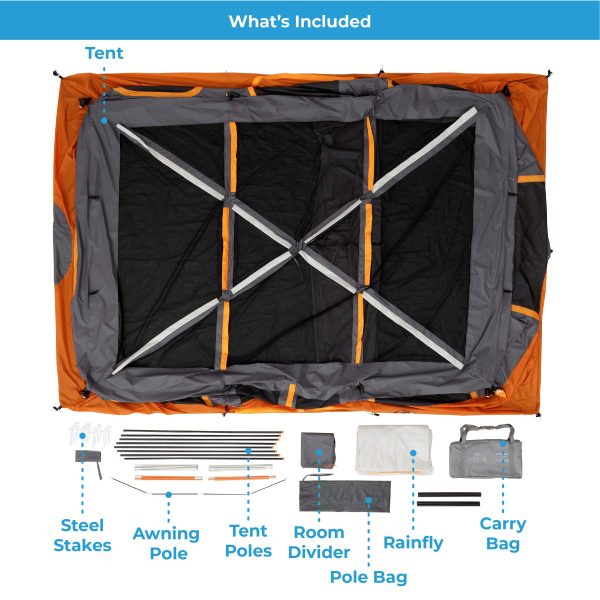 CORE 12 Person Tent | Large Multi Room Camping Tent for Outdoor Family Camping | Portable Cabin Stand Up Tent with Storage Pockets for Camping Accessories, 16ft x 11ft Discount