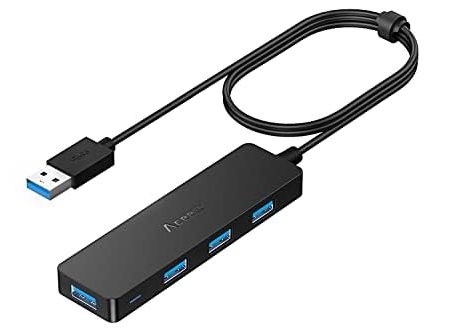 Aceele USB Hub 3.0 Splitter with 4ft Extension Long Cable Cord, 4-Port Ultra-Slim Multiport Expander for Desktop Computer PC, Laptop, Chromebook, Flash Drive Data and More[Charging Not Supported] Discount