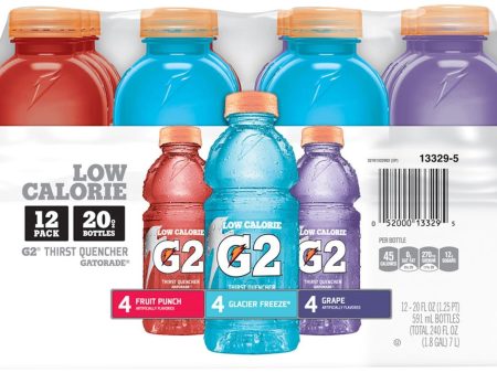 Gatorade G2 Thirst Quencher Sports Drink, Variety Pack, 20oz Bottles, 12 Pack, Electrolytes for Rehydration Online Sale